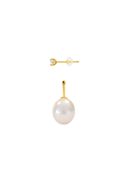 Earrings made of Gold 14K with Stones & Pearls