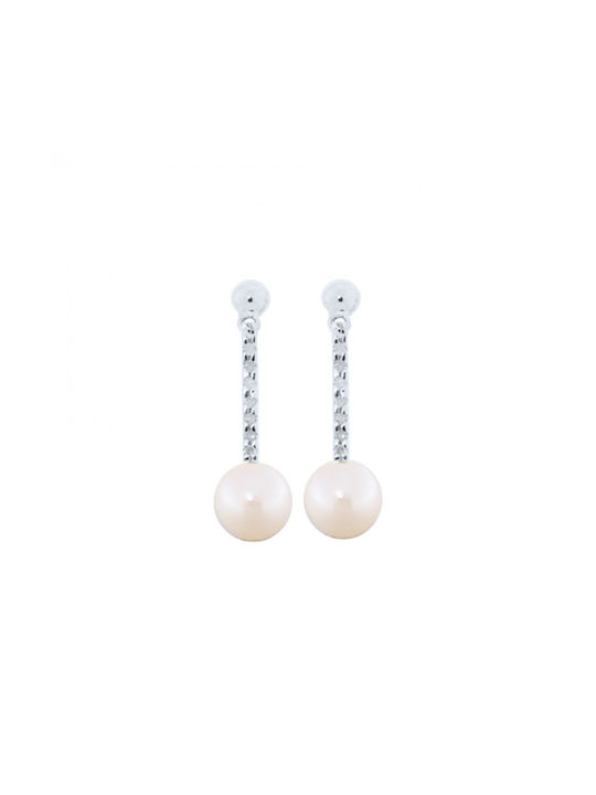 Earrings Pendants made of Gold 18K with Diamond & Pearls