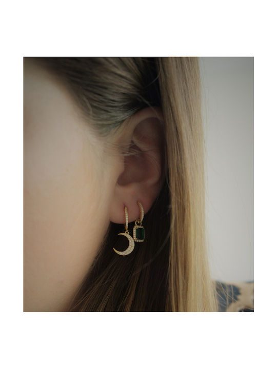 Earrings Hoops made of Silver Gold Plated with Stones