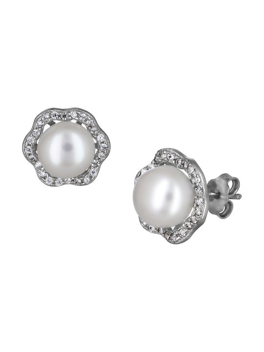 Earrings made of Platinum with Stones & Pearls