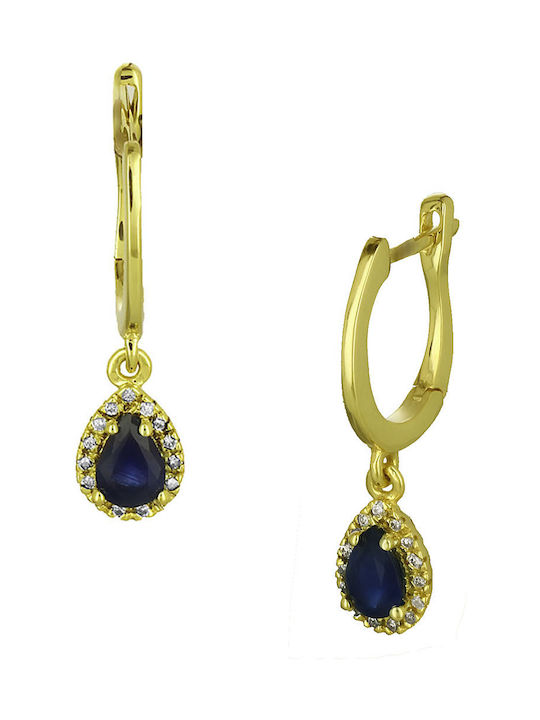 Earrings Pendants made of Gold 14K with Diamond