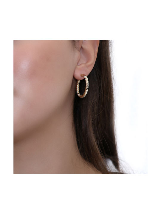 Earrings Hoops made of Gold 14K with Stones