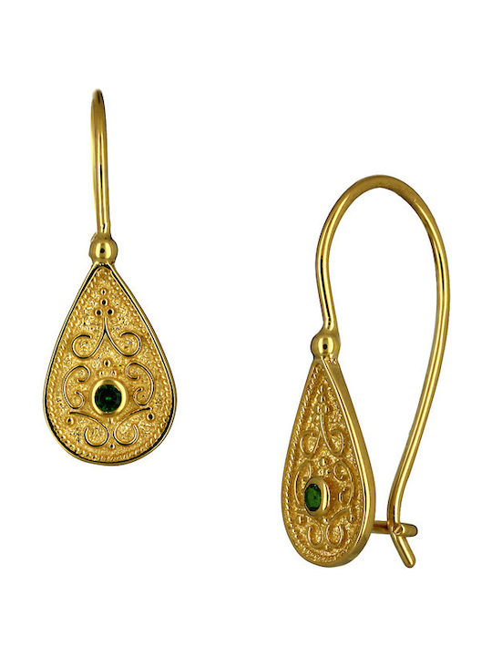 Earrings Pendants made of Gold 14K with Stones