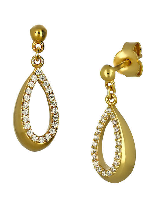 Earrings Pendants made of Gold 9K with Stones