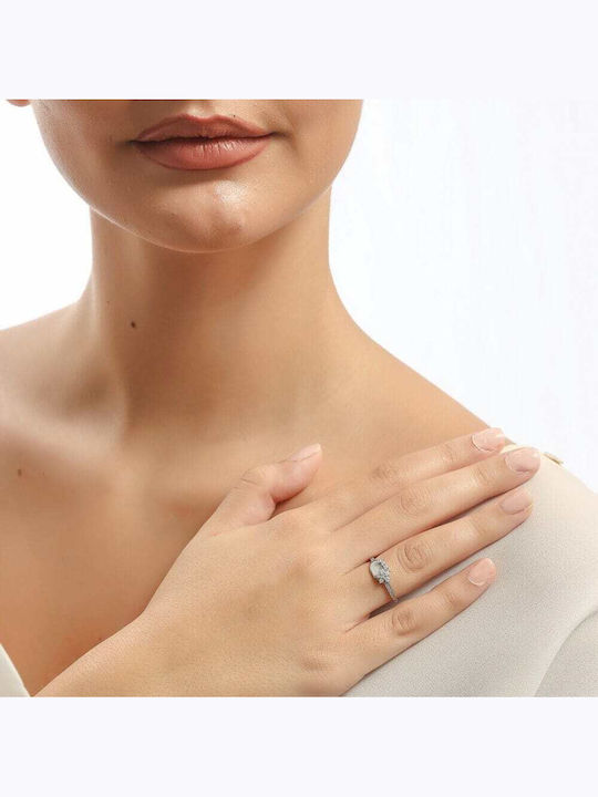 Eforo Damenring Weißgold 14K
