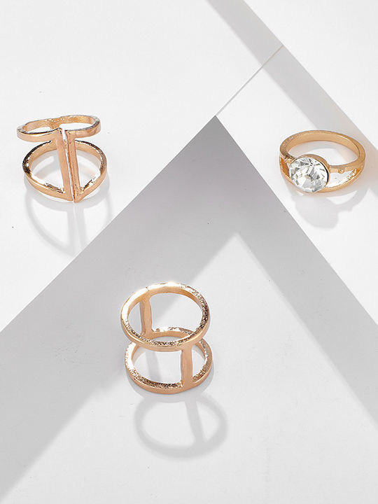 Pearl's Garden Set Rings with Stones Gold Plated