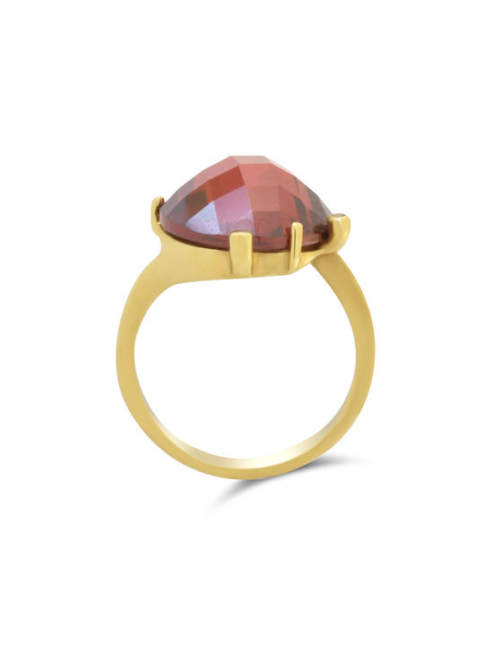 Cognac Women's Ring with Zircon from Gold 14K