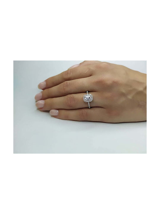 Women's Ring with Stones from White Gold 14K