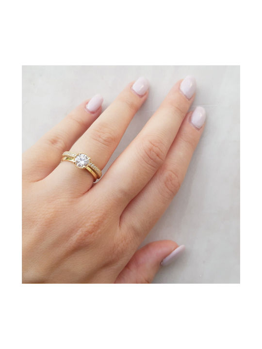 Damen Ring Halbring mit Zirkonia aus Gold 14K