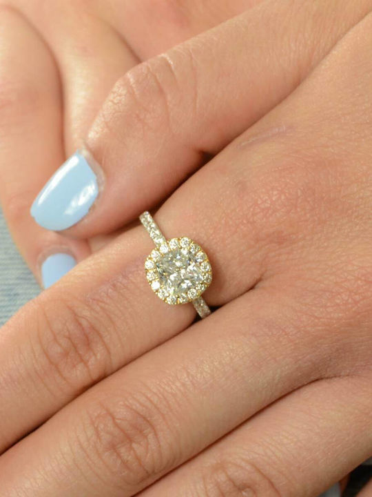 Goldjewels Femeie Inel cu Zirconiu din Aur alb 14K