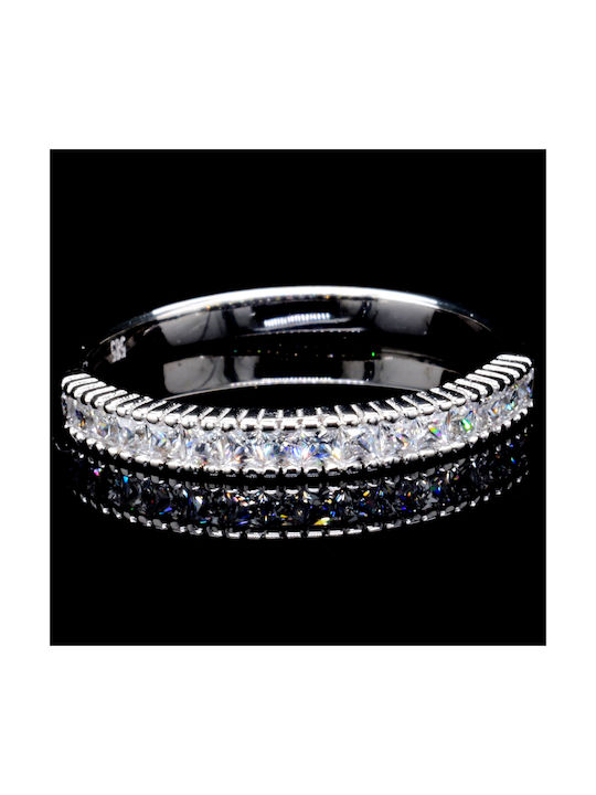 Women's White Gold Half Eternity Ring with Zircon 14K