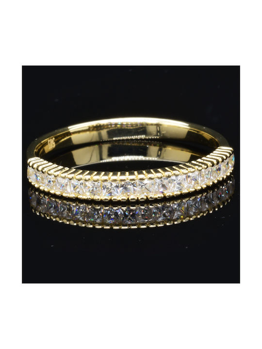 Women's Gold Half Eternity Ring with Zircon 14K