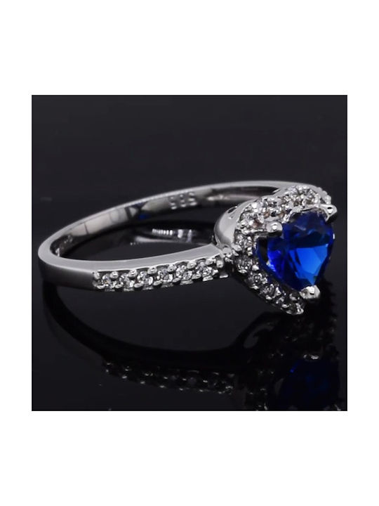 Women's White Gold Ring with Zircon 14K