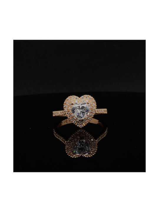 Women's Ring with Zircon from Rose Gold 14K