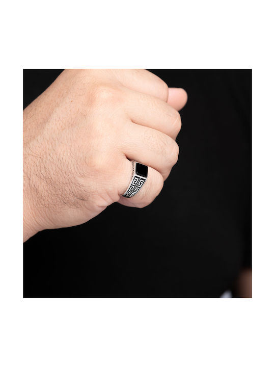 Men's Gold Plated Silver Ring with Stone