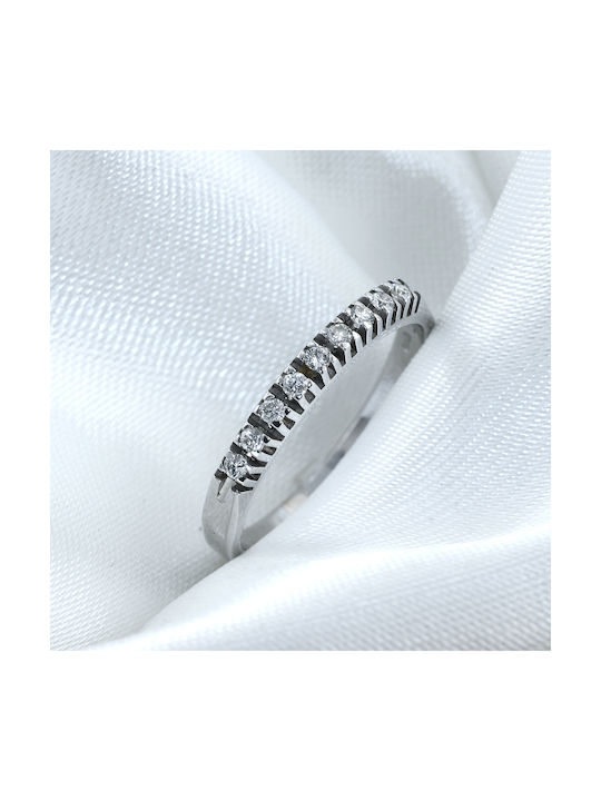 Women's White Gold Half Eternity Ring with Diamond 18K