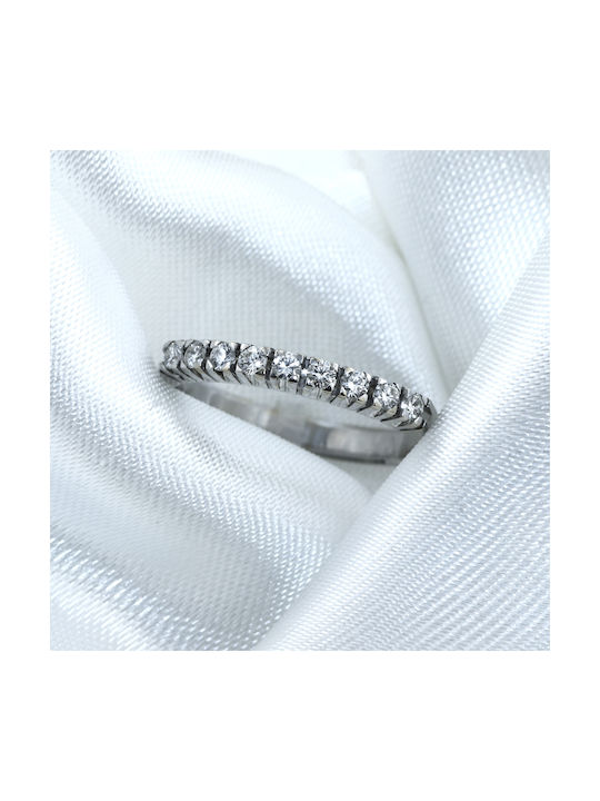 Women's White Gold Half Eternity Ring with Diamond 18K