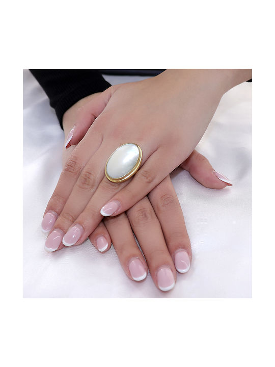 Women's Ring with Pearls from Silver Gold Plated