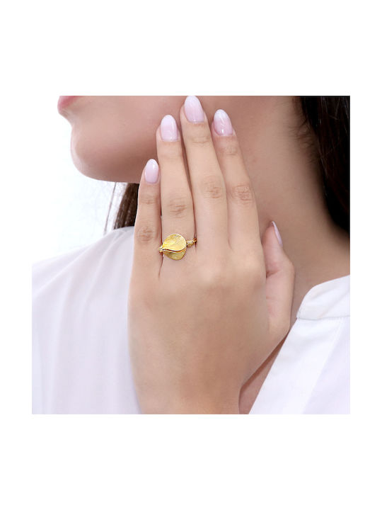 Women's Gold Ring with Zircon 14K