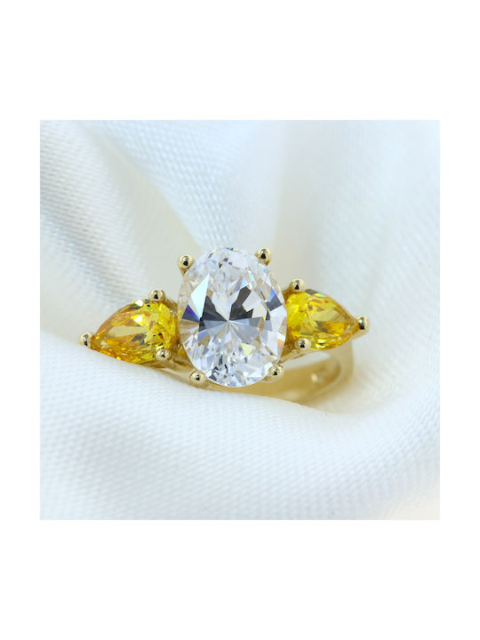 Women's Gold Ring with Zircon 14K