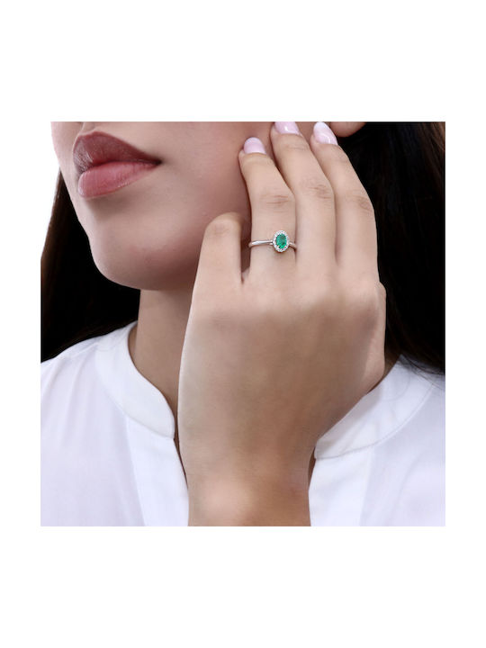 Women's White Gold Ring with Diamond 18K