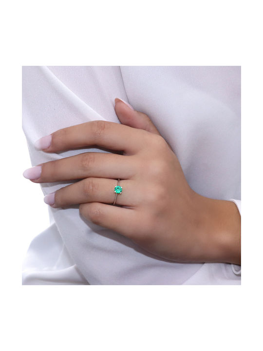 Women's White Gold Ring with Stone 14K
