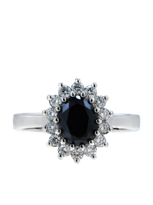 Damen Ring mit Diamant aus Weißgold 18K