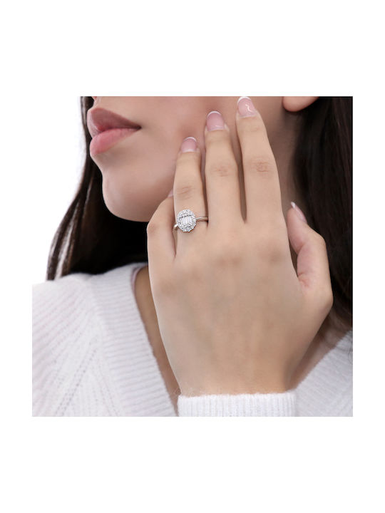 Damen Ring mit Diamant aus Weißgold 18K