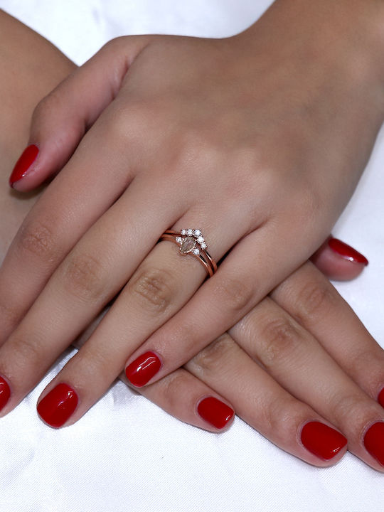 Damen Ring Vollring mit Diamant aus Roségold 18K
