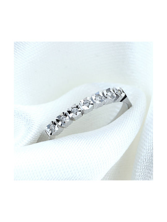 Women's White Gold Half Eternity Ring with Diamond 18K