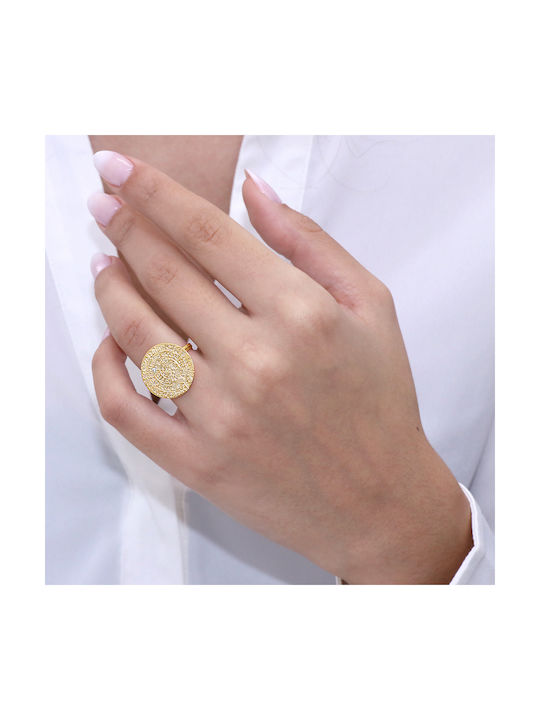 Women's Gold Ring with Zircon 14K