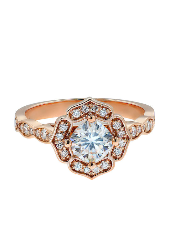 Дамски Пръстен с Диамант от Розово злато 18K