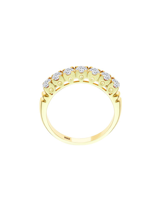 Women's Gold Half Eternity Ring with Zircon 14K