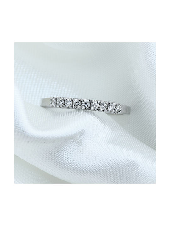 Women's White Gold Half Eternity Ring with Diamond 18K