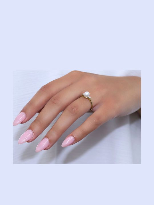 Damen Ring mit Perlen & Diamant aus Gold 18K
