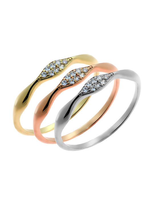 Women's Gold Ring with Zircon 14K