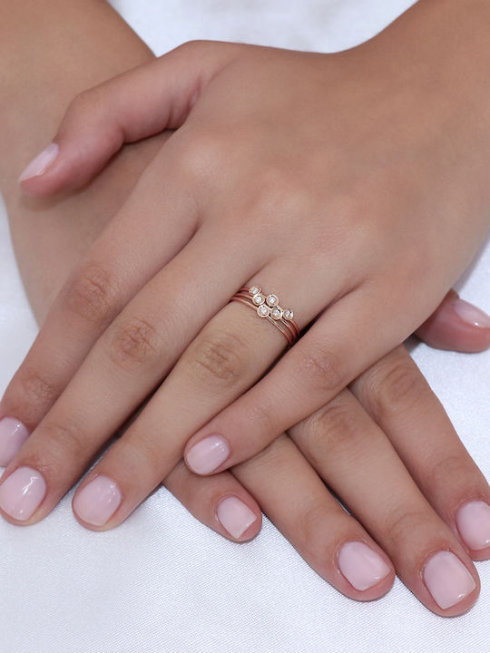 Ring with Diamond made of Rose Gold 14K