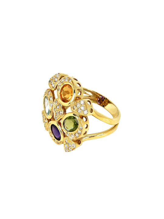 Women's Gold Ring with Zircon 14K