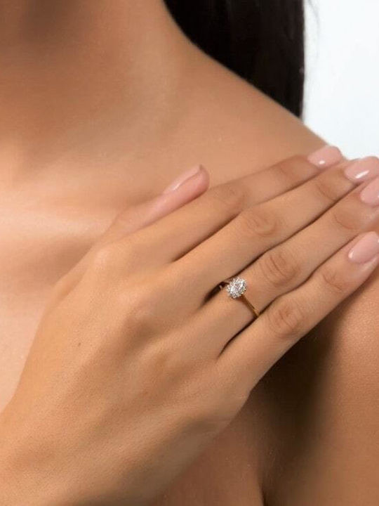 Eforo Ring with Zircon made of White gold 14K