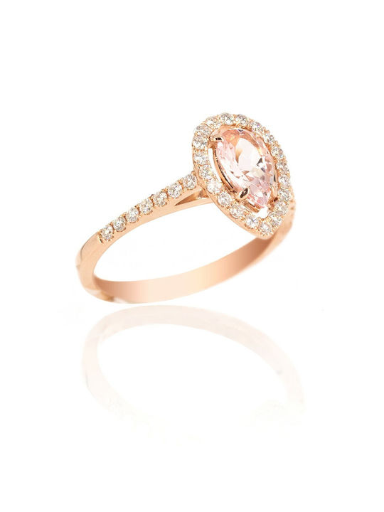 Women's Ring with Diamond from Rose Gold 18K