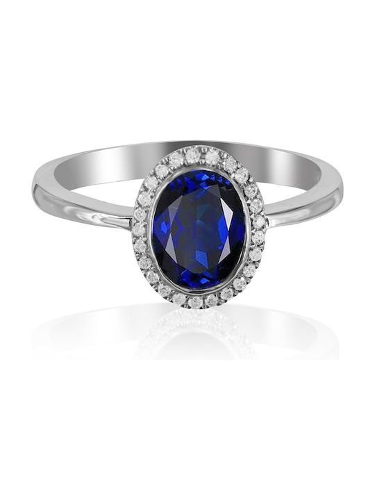 Women's White Gold Ring with Diamond 18K