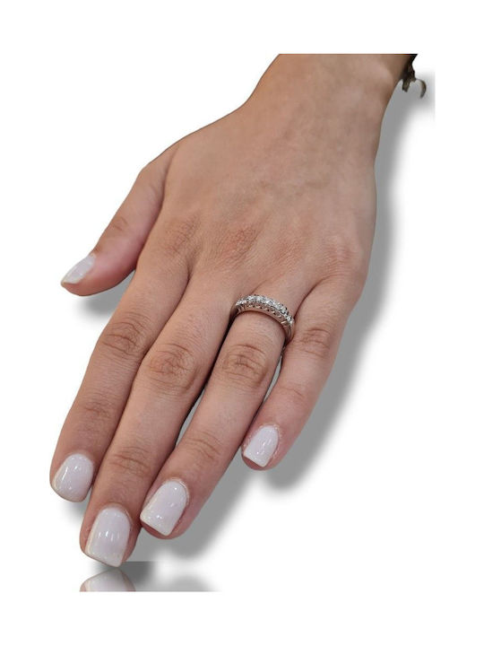 Damen Ring Halbring mit Diamant aus Weißgold 18K