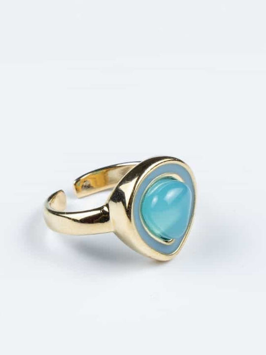 Cuoro Damen Ring mit Steinen & Emaille aus Stahl Vergoldet