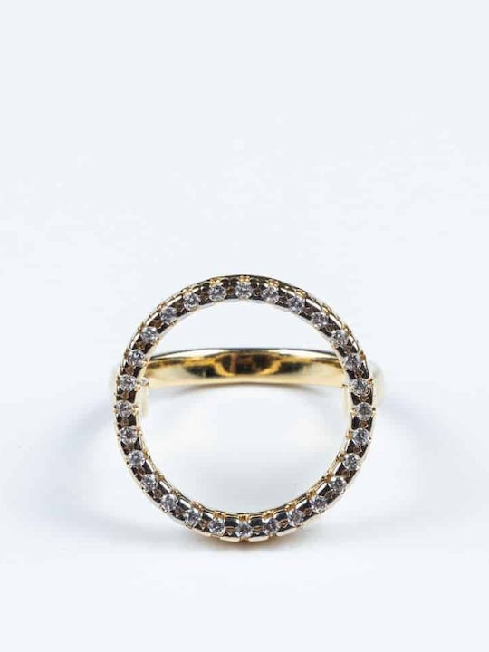 Cuoro Damen Ring mit Zirkonia aus Stahl Vergoldet