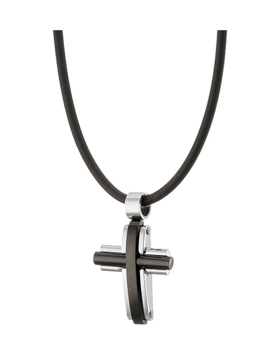 Black Cross from Steel with Cord