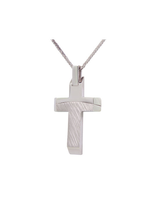 Men's White Gold Cross 14K