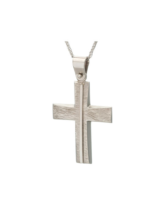 Men's White Gold Cross 14K