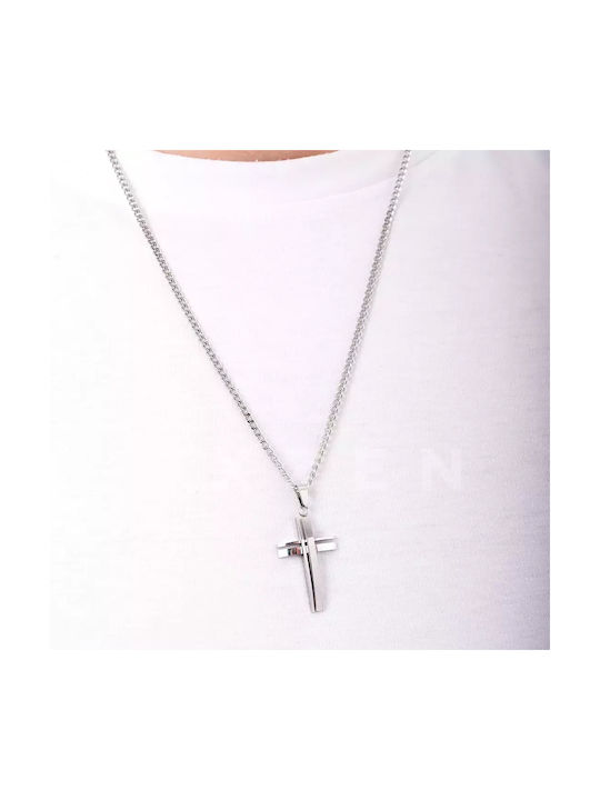 Herren Kreuz aus Stahl mit Kette