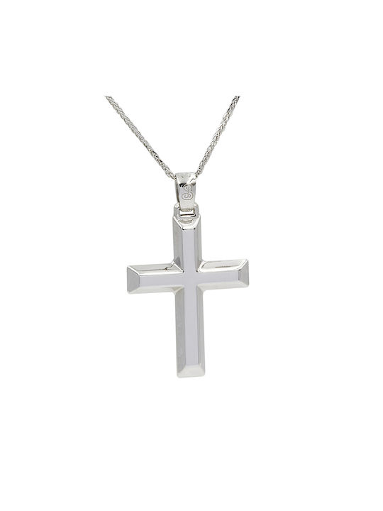 Men's White Gold Cross 14K