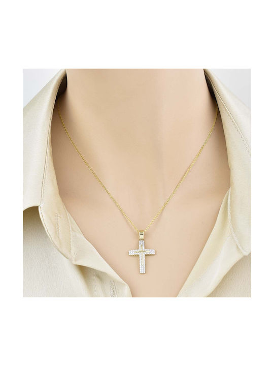 Damen Gold Kreuz 14K Beidseitig